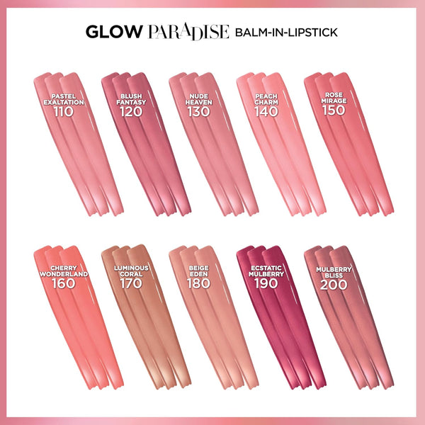 L'Oreal Paris Glow Paradise Hydrating Balm-in-Lipstick with Pomegranate Extract, Mulberry Bliss, 0.1 Oz 200 Mulberry Bliss 0.10 Ounce (Pack of 1)