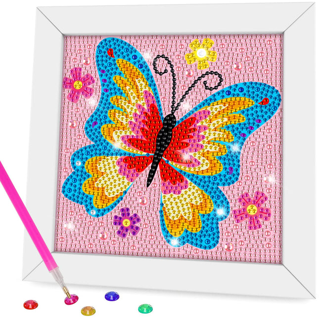 QEUOYSS Diamond Art Kit for Kids with Wooden Frame Art and Crafts for Kids Ages 