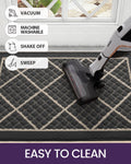 DEXI Front Door Mat Indoor Entryway 17x30 Inside Entrance Doormat Dark Grey | Non Slip Low Profile Thin Absorbent Washable Entry Mats for House