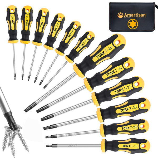 Amartisan 12-Piece Magnetic Torx Screwdrivers Set, Magnetic Torx Driver Star Screwdrivers Set T5 - T40 Best Choice New Torx Screwdrivers