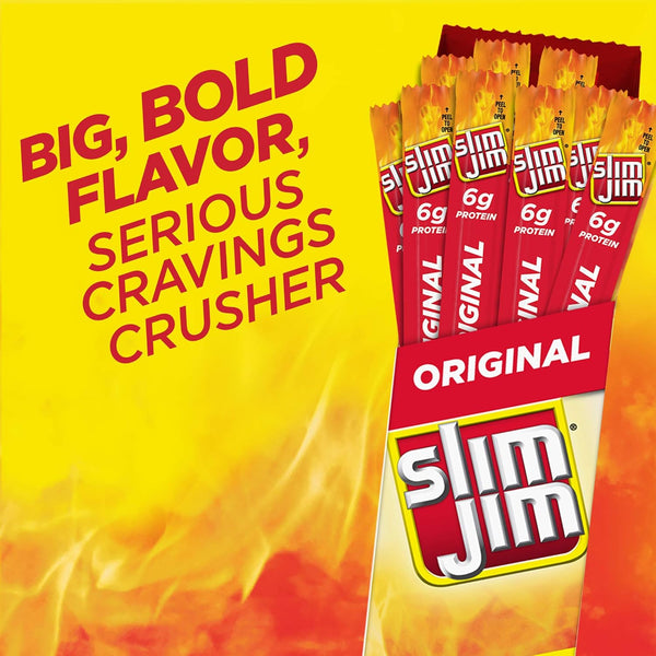 Slim Jim Giant Smoked Meat Sticks, Original Flavor, 6G Protein per Stick, Father'S Day Gift, 0.97 Oz. (24 Count)