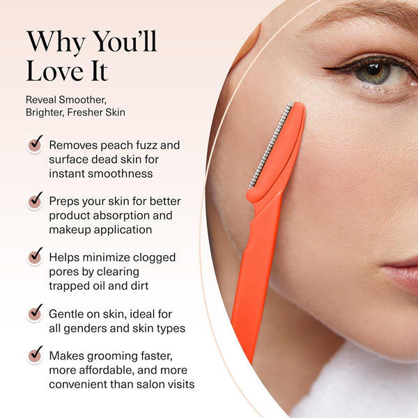 Kitsch Dermaplaning Tool - Face Razors for Women and Men, Eyebrow Trimmer and Face Shaver, Facial Hair Removal, Facial Razors for Women and Men,
