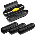 4 Pack Extension Cord Protective Cover Set (Black) | Indoor Outdoor Water-Resistant Holder for Holiday String Lights and Wires | Capsule Shaped