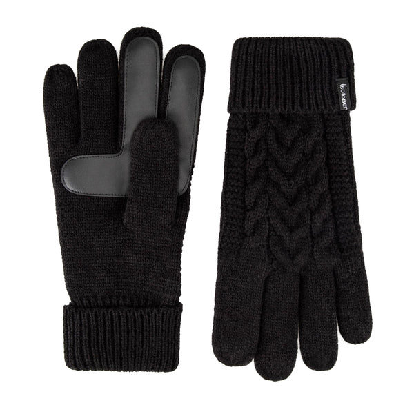 isotoner Women's Touchscreen Cable Knit Sherpasoft Gloves One Size Black