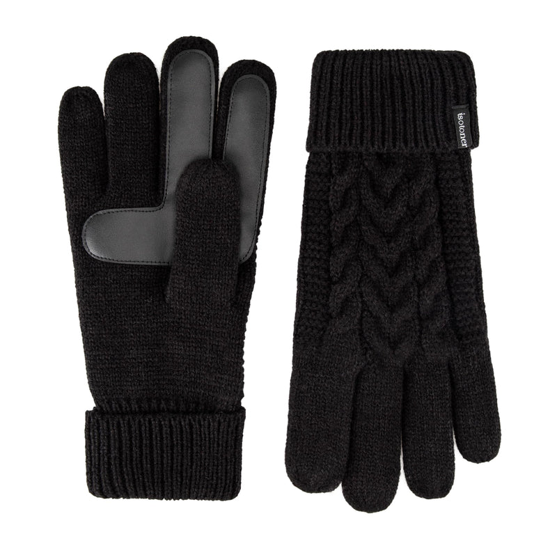 isotoner Women's Touchscreen Cable Knit Sherpasoft Gloves One Size Black