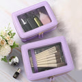 Aveniee Clear Makeup Bags, Double Layer Cosmetic Bags with a Separate Brush Compartment, Large Travel Toiletry Bag Train Case for Women, Travel