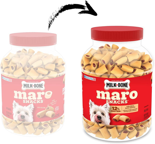 Milk-Bone MaroSnacks Small Dog Treats with Real Bone Marrow, 40 Oz. Canister | Dog treats with 12% protein Beef 2.5 Pound (Pack of 1)