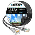 Cat6A Ethernet Cable Slim 150Ft Outdoor&Indoor, 28AWG Pure Copper Cat6 Internet Cable for Waterproof & Direct Burial, Flexible Cat6 Ethernet Cable