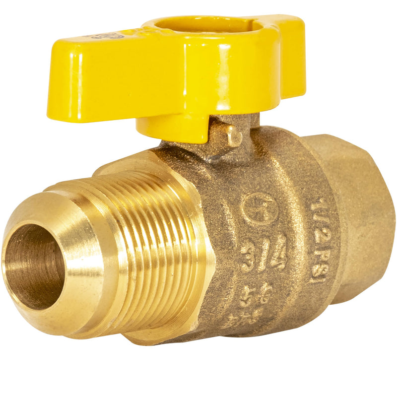 Eastman Straight Gas Brass Ball Valve, 1/2 in FIP x 15/16 in OD Flare Female, 1/4-Turn Handle, 60031 1/2-Inch FIP x 5/8-Inch OD