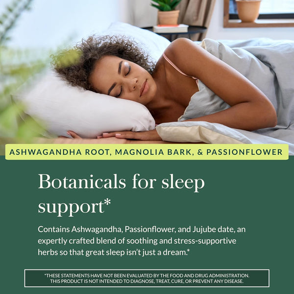 Gaia Herbs Sleepthru - Natural Sleep Support Supplement with Organic Ashwagandha Root, Organic Magnolia Bark, Passionflower, and Jujube Date - 120