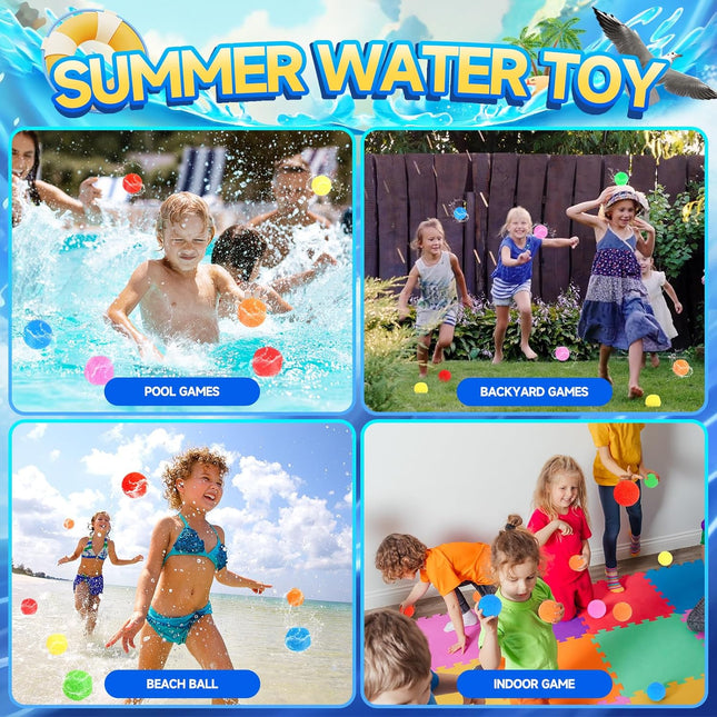 60 Pcs Reusable Water Balls, Reusable Water Balloons for Outdoor Toys and Games, Water Toys for Kids and Adults Boys and