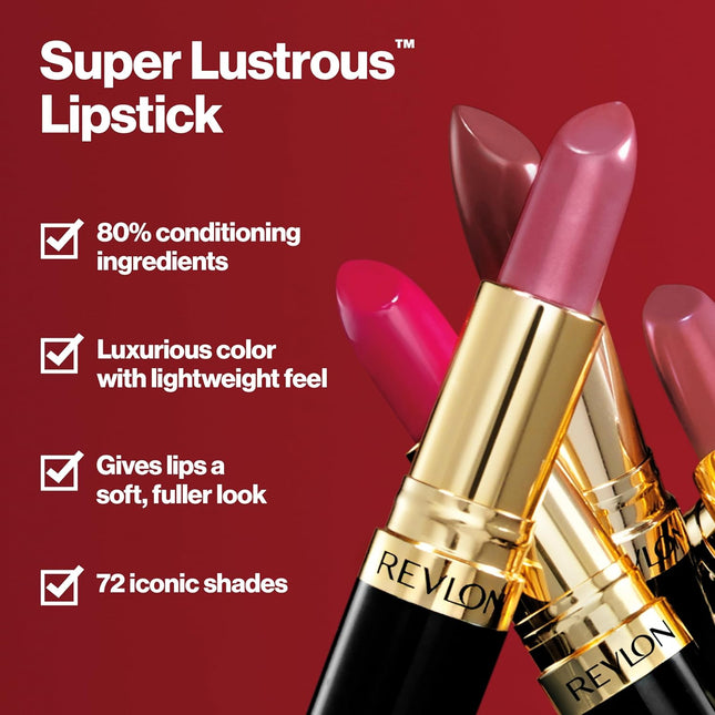 Revlon Super Lustrous Lipstick, Creamy Formula for Soft, Fuller-Looking Lips, Mo