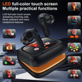 THREE PEACHES Wireless Earbuds Bluetooth 5.4 Headphones, Touch Screen, Call ENC Noise Cancelling, USB Charging Case for iPhone/Android, Black