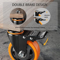 4 Inch Caster Wheels 2000Lbs, Threaded Stem Casters Set of 4 Heavy Duty, 1/2"-13 x 1 (Screw Diameter 1/2", Stem Length 1"), Safety Dual Locking