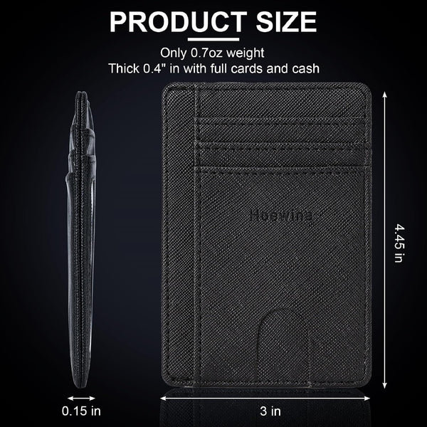 Hoewina Slim Wallet for Men, Minimalist Front Pocket RFID Blocking Leather Wallets, Thin Travel Card Holder Wallet, Gifts for Men and Women (Cross