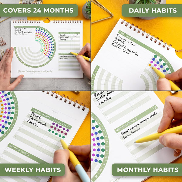 Clever Fox Habit Calendar Circle Ã¢ÂÂ 24-Month Inspirational Daily Habit Tracker with Colorful Pages Ã¢ÂÂ Routine & Goal Planner Journal (Black)