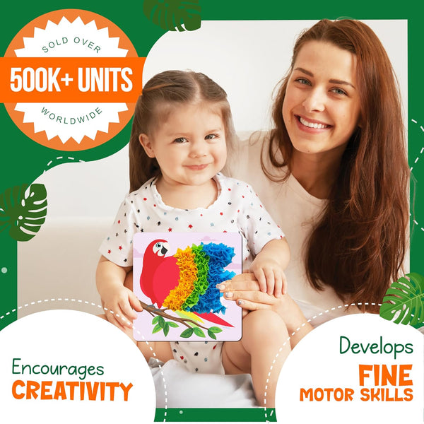 jackinthebox Poke Poke Art – Animals Theme, Mess-Free Fabric Art and Craft, Flower Pressing Kits, Gift for Kids, Gift for Girls and Boys Ages 4 5