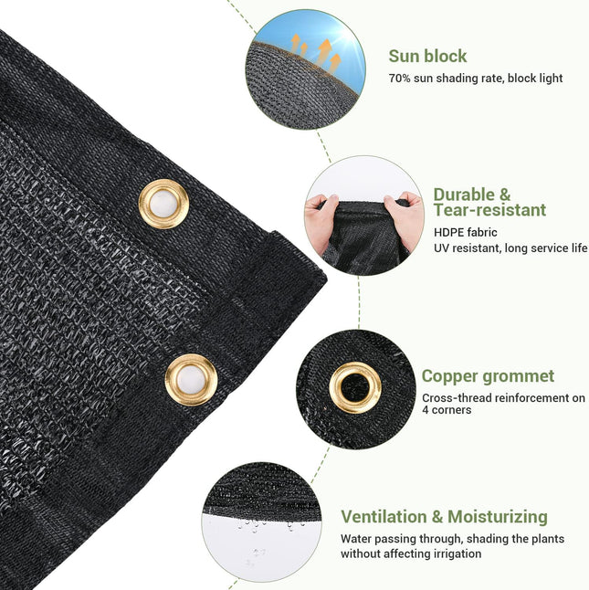 70% Garden Shade Cloth, 10X20Ft HDPE Mesh Tarp with Upgraded Grommets, Keten Uv-Resistant Outdoor Sun Shades for Greenho