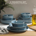 Gibson Home Summer Shades 16 Piece Plates and Bowls Dishes Service for 4 Porcelain Dinnerware Set - Blue Blue (Summer Shades) Service for 4 (16pcs)
