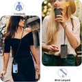CACOE Cell Phone Lanyard, Black, 2 Pcs | 1 Adjustable Neck Strap, 1 Wrist Strap, 2 Pads Included, Universal Crossbody Multifuctional Compatible