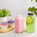 umud Juice Bottles with Lids, 16 Oz, Set of 3 | Clear Glass Jars with Caps, Reusable Empty Drink Containers, For Juicing, Smoothies, Water, Milk,