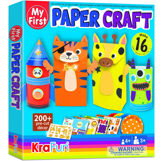 KRAFUN My First Safari Animal Paper Craft Kit, 16 DIY Arts and Crafts Zoo Animal