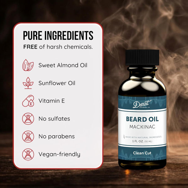 Detroit Grooming Co. Beard Oil | Mackinac| Natural Formula, 1 oz Mackinac 1 Fl Oz (Pack of 1)