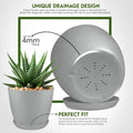 Utopia Home - Plant Pots Indoor with Drainage - 7/6.6/6/5.3/4.8 Inches Flower Pots for Indoor Planter - 5 Pack Plastic Planters - Ideal for