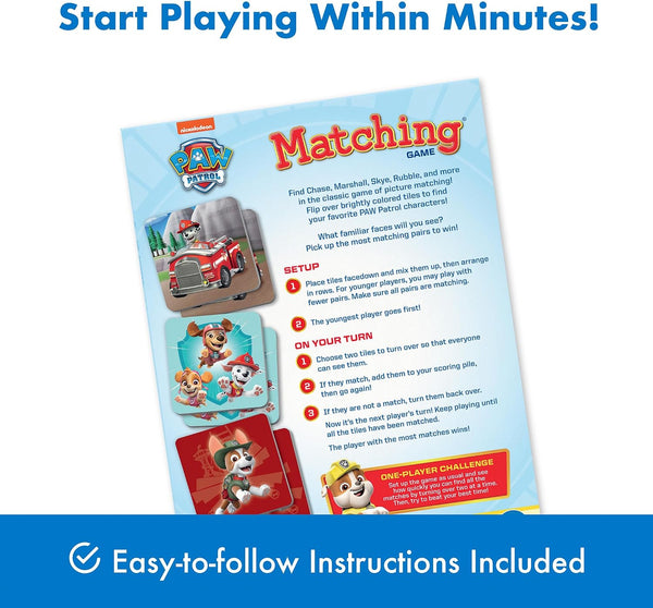 Wonder Forge Paw Patrol Matching Game: Educational Memory Challenge with Chase & Skye - Fun Kids' Board Game for Ages 3+ - Toddler Learning Toy