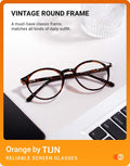 TIJN Blue Light Blocking Glasses Men Women Vintage Thick Round Rim Frame Eyeglasses 01. Whiskey Tortoise
