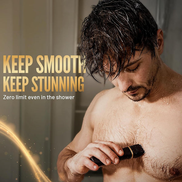 Risina Body Trimmer for Men, 2-in-1 Groin & Body Hair Trimmer, IPX7 Waterproof Electric Razor, Ball & Pubic Hair Trimmer for Private Areas,
