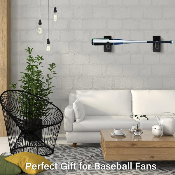 Alpinista Baseball Bat Wall Mount, Horizontal Baseball Bat Holder Wall Mount for Display Black