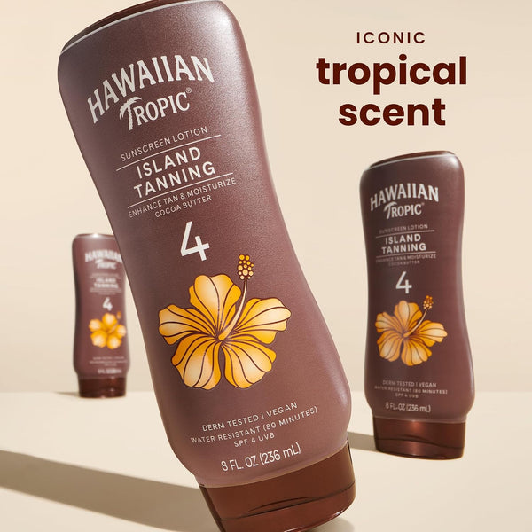 Hawaiian Tropic Island Tanning Lotion, SPF 4, Twin Pack 8 Ounce (Pack of 2)