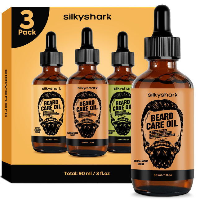 Beard Oil (3 Pack, 90Ml), Beard Growth & Conditioning Oil for Men, Hydrating Bea