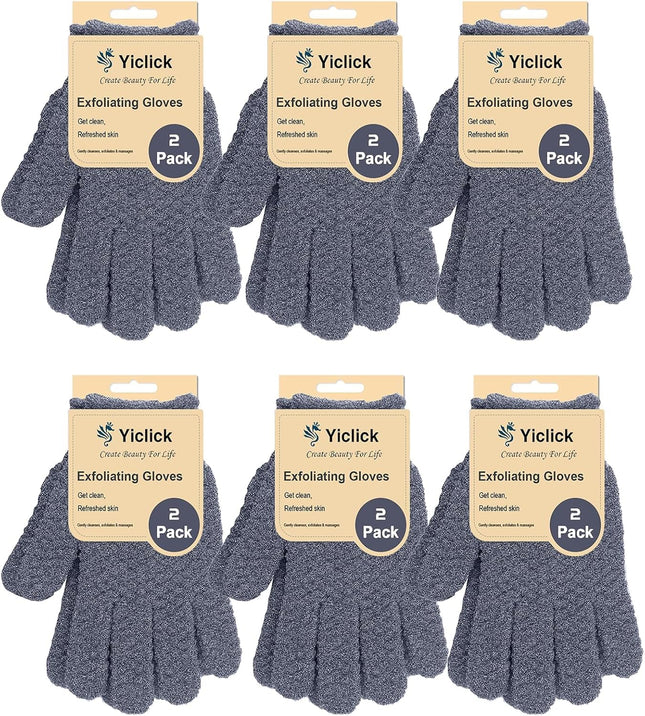 Yiclick 6Pairs Heavy Exfoliating Gloves,Body Scrub Exfoliator for Dead Skin Remo