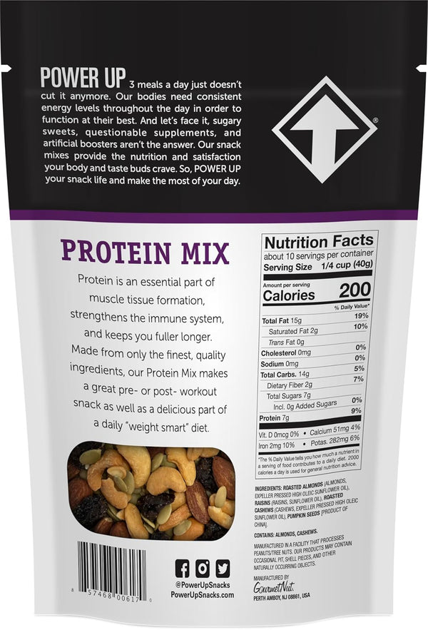 Power Up Premium Trail Mix - Protein Packed 14oz, No Added Sugar, Made Without Peanuts, Gluten Free, Vegan, Non-GMO Raisin 14 Ounce (Pack of 1)