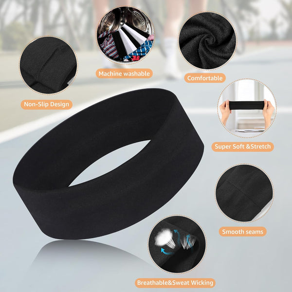 DiyJibb Headbands for Women, Stretchy Non Slip Soft Cotton Cloth Hair Bands for Sports, Workout, Yoga and Running, 7pcs Black, white, light grey
