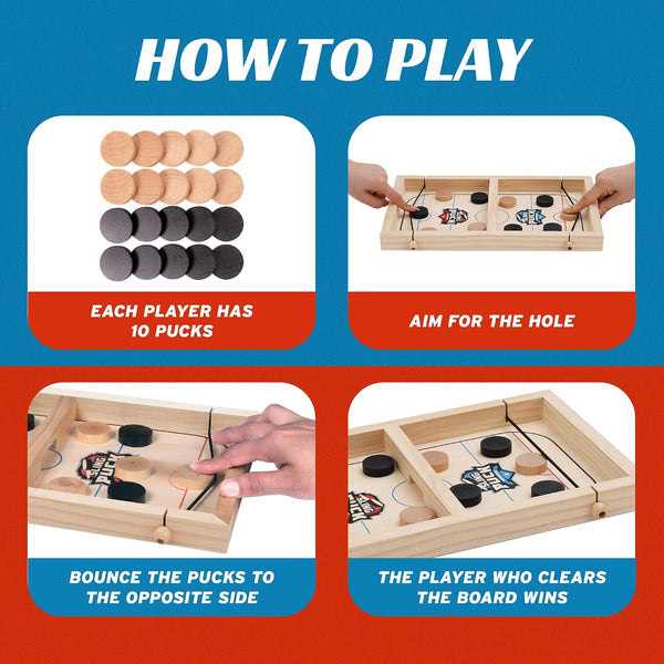 Fast Sling Puck Game - Super Winner Slingshot Puck Board Game - Sling It Shot 2 Player Hockey Table for Kids, Teen and Adults - Christmas Indoor