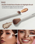 EIGSHOW Makeup Brush Set, 3Pcs Double Ended Face Makeup Brushes for Foundation Powder Contour Highlight Concealer Nose Shadow, Travel Gift Set (Beige)
