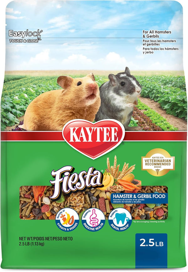 Kaytee Fiesta Hamster & Gerbil Food, Nutritious and Fun Blend, Supports Dental Health and Digestion, 2.5 pounds 2.5 Pound (Pack of 1)