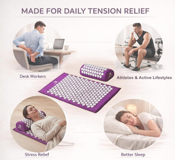 Acupressure Mat & Pillow Set for Sciatica Pain Relief, Extra-Long 29” Acupuncture Mat for Back & Neck Pain, Stress Relief & Better Sleep, with