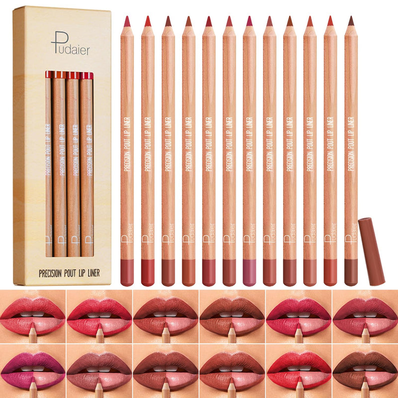 12 Colors Lip Liner Set, Matte Finish Series Lip Liners Pen, Set A | for Women, Long Lasting Waterproof Smooth High Pigmented Lip Pencil for Daily