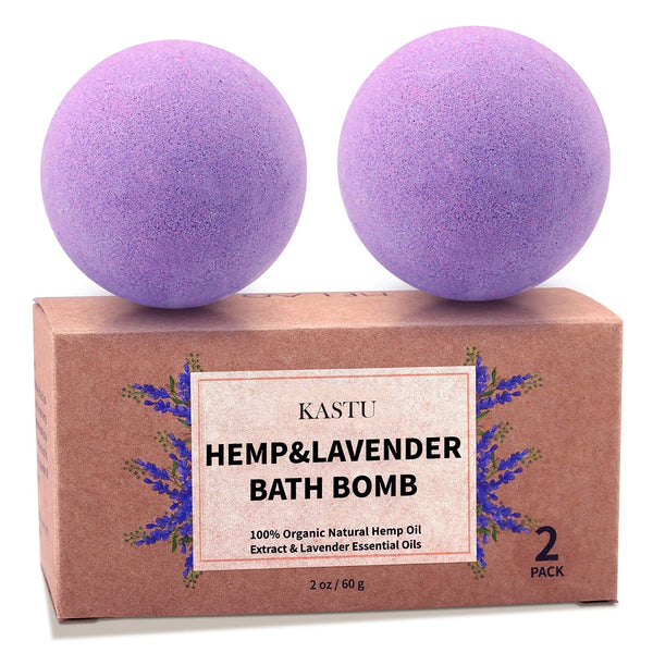 Bath Bombs,2 Pack Fizzy Spa Gift Natural Hemp Oil Extract and Lavender Essential Oils Bath for Moisturizing Dry Skin,Relaxing,Bubble Bath for