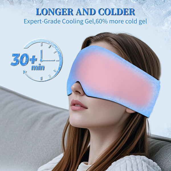 2 Pack Blackout Cooling Sleep Mask: Reusable Weighted Gel Eye Mask for Puffiness & Migraine Relief - Ice Pack for Eyes, Cold Compress for