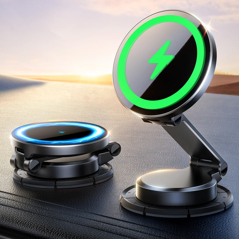 JOYROOM All-Metal MagSafe Car Mount Charger, 15W Mini Magsafe Car Charger for Dashboard, Wireless Car Charger for iPhone 17 Pro Max Plus/iPhone 16