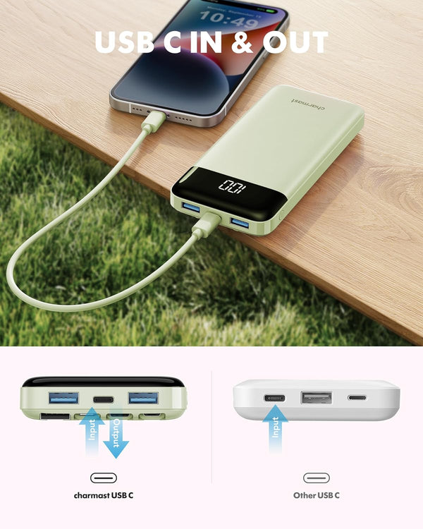 charmast Portable Charger with Built-in Cables X 4, Portable Phone Charger MGreen