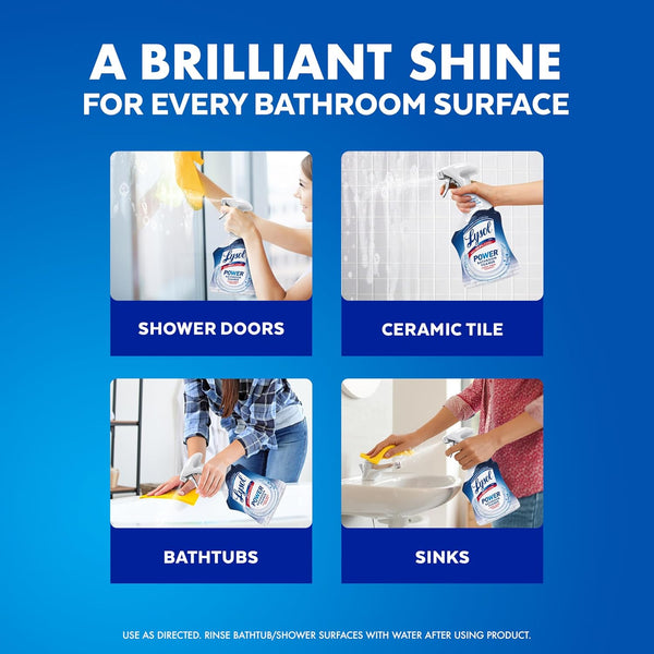 Lysol Power Foaming Bathroom Cleaner, Multipurpose Cleaner for Showers, Bathtubs, Sinks, Disinfectant Spray Kills 99.9% of Germs, Zero Bleach