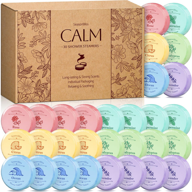 Shower Steamers with Individually Wrapped, 30 Pack Shower Steamers with 6 Rich S