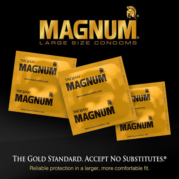 TROJAN Lubricated Magnum Condoms XL Large Size - 12 Count XL (Pack of 12)