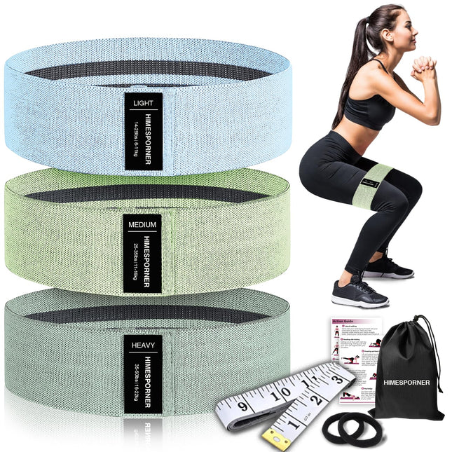 Wide Fabric Resistance Bands for Working Out, 3 Level Non-Slip Exercise Booty Ba
